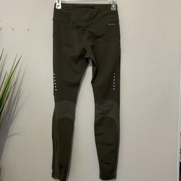 NIKE DRI FIT WORKOUT LEGGINGS IN OLIVE GREEN - Picture 5 of 11